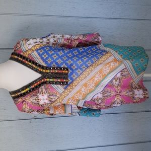 Beaded Cold Shoulder Top Beads Festive  Spring Summer